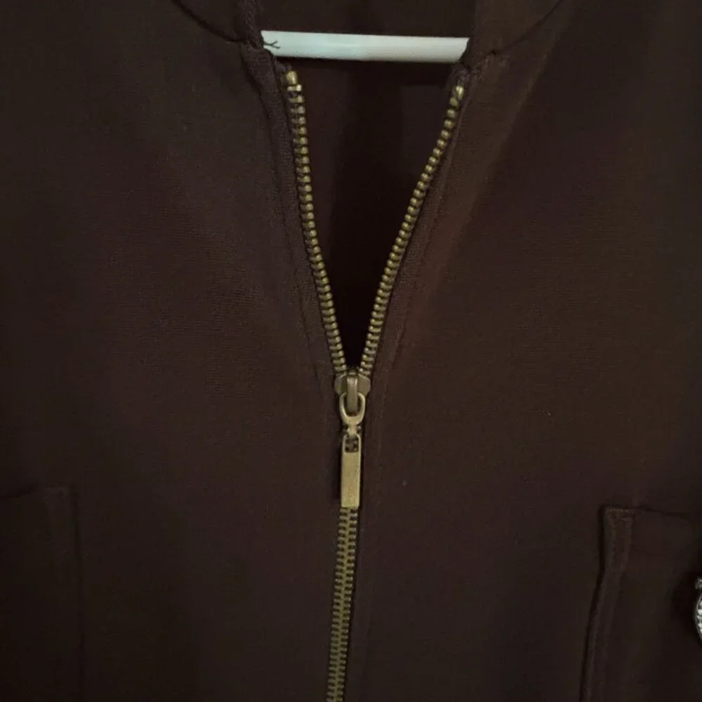 Chicos Brown Zip Up Jacket Decorative Heart Patch Size 3 XL 16 18 - Picture 5 of 10